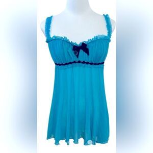 Frederick's of Hollywood Vintage Blue Negligees Nightgown Size Medium